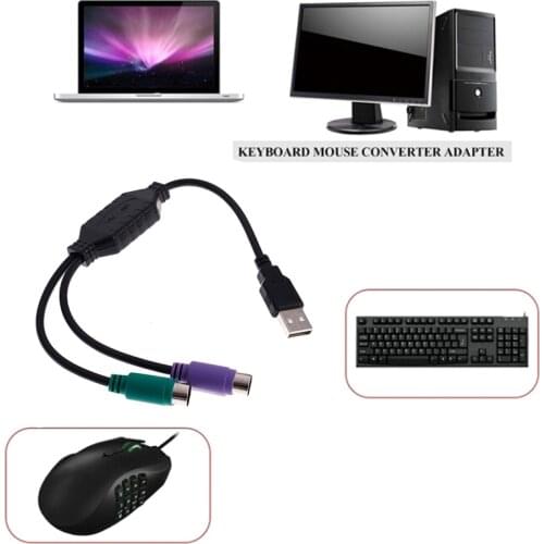 1pc Converter Cable USB To PS/2 Cable Adapter Converter Mouse Keyboard Converter Adapter for PS2 Interface Connector 31cm