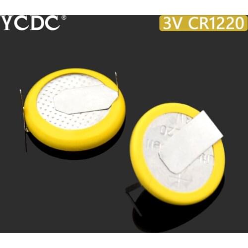 2PCS/LOT CR1220 1220 3V Coin Battery With 180 degree soldering foot Button Cell Battery For Motherboard Calculator