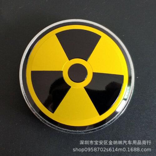 4x 60mm Radioactive Warning Car Wheel Center Hub Caps Emblems Decal Sticker