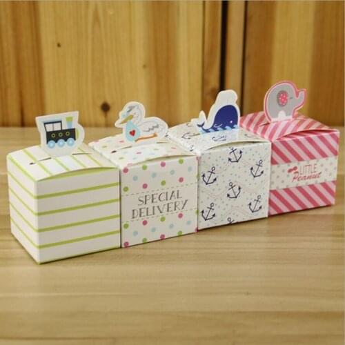 50pcs European Animal DIY Gift Candy Boxes Favor Box and Bags Sweet for Boy Baby Shower Wedding Birthday Party Favor Decoration