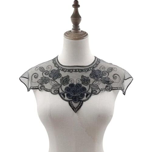 Satin Cloth Embroidery Applique Mesh Bottom Embroidery Fake Collar Diy Lace Accessories Polyester Silk Corsage
