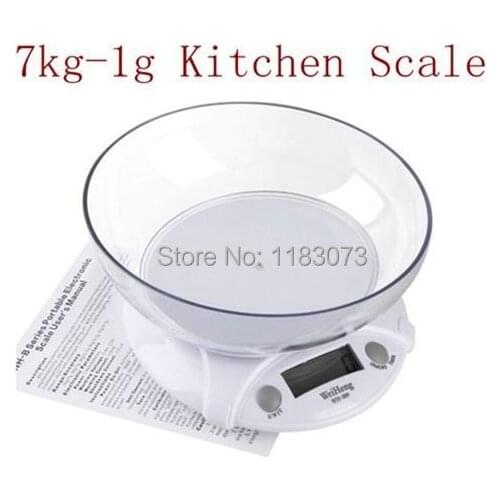 7KG 1g Digital Kitchen Weighing Scales LCD Electronic Parcel Food Diet Scale Household Green Backlight Weight Balance With Bowl