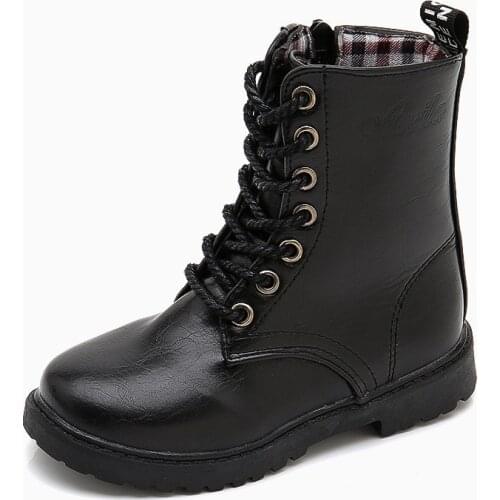 Children Martin Boots for Boys Girls Unisex Kids Boots Motorcycle Fashion Classic for Big Teenagers Students Size 27-42 Zipper