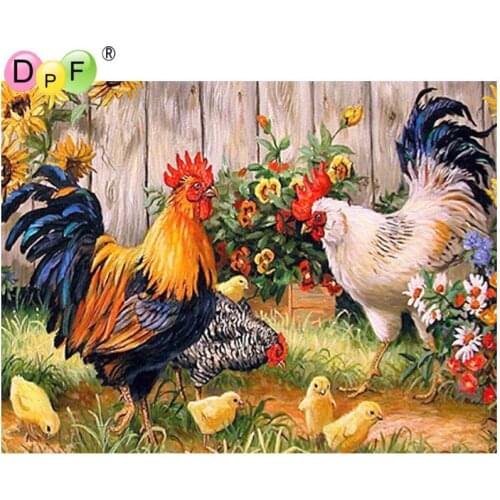 DPF Diamond painting cross stitch embroidery Diy Diamond Hens in garden full square drill Diamond Mosaic pasted Crafts