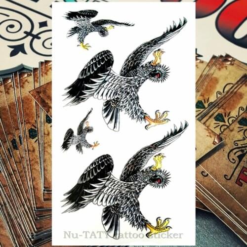 Nu-TATY Sexy Black Hawks Temporary Tattoo Body Art Arm Flash Tattoo Stickers 17*10cm Waterproof Fake Henna Painless Tattoo
