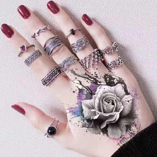Beauty 1 Pcs Make Up Fake Temporary Tattoos Stickers Rose Flowers Arm Shoulder Tattoo Waterproof Women Big Flash Tattoo on Body