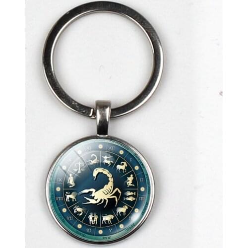 Fashion Jewelry 12 Constellation Key Chain Charm Zodiac Sign Keychain Car Crystal wallet handbag Pendant Man Woman Favorite Gift