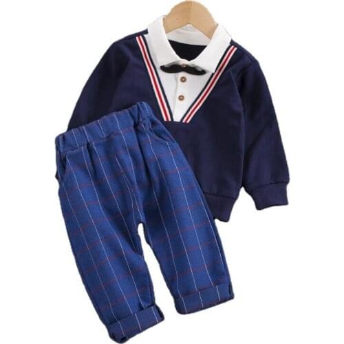 Fashion Children Clothes Autumn Baby Clothing Boys Gentleman Cotton Casual T-Shirt Pants 2Pcs/Sets Toddler Costume Kids Outfits