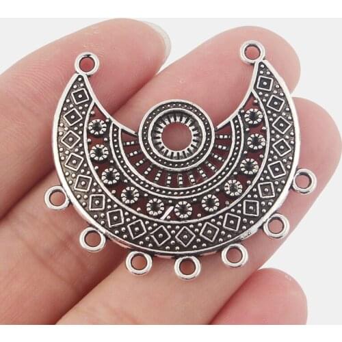 5pcs Crescent Moon Arc Earring Component Connector Porous Charms Pendants Jewelry Findings