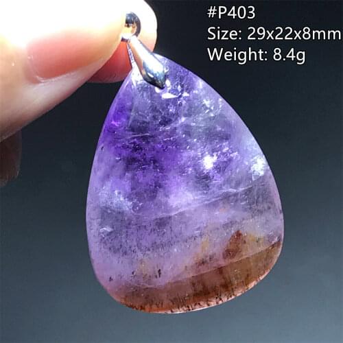 Real Natural Canada Auralite 23 Pendant For Women Lady Man Cacoxenite Water Drop Red Crystal Healing Beads Energy Gemstone AAAAA