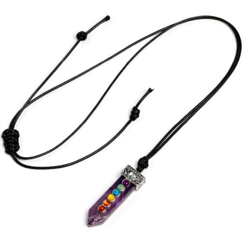 Natural Crystal 7 Chakra Stone Necklaces For Women Natural Reiki Symbols Yogo Energy Pendant Necklace
