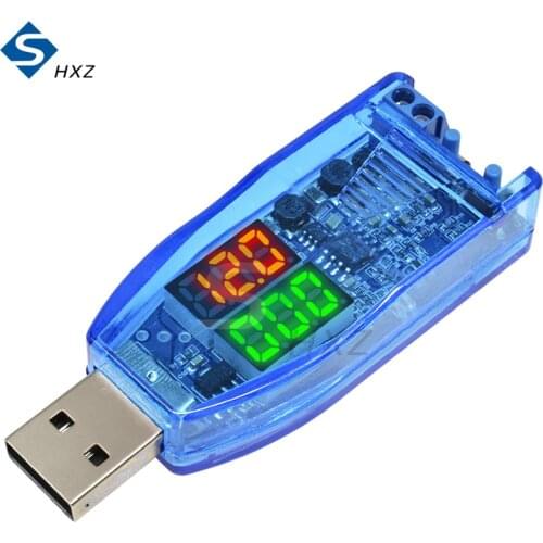 Dual Display Digital LED DC-DC DC 5V to 1.2V-24V USB Step Up Down Buck Boost Converter Power Supply Module Voltmeter Ammeter