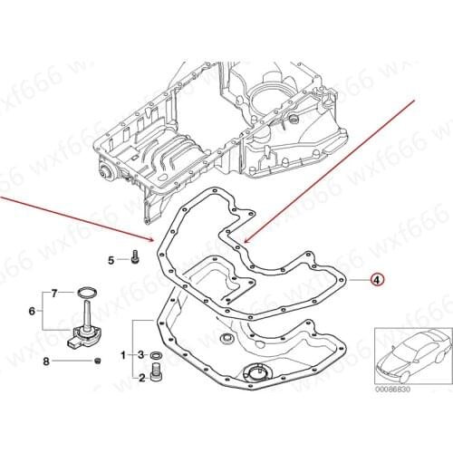 11137506774 Car Engine oil sump pad Suitable for E60 E66 540i 550i 735 745b mw750 2004-2007 Oil sump gasket Seals Metal gasket