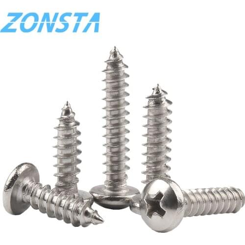 Cross Recessed Pan Head Tapping Screw M1.2 M1.4 M1.7 M2 M2.2 M2.6 M3 M3.5 M4 M5 M6 304 Stainless Steel Round Head Wood Screws