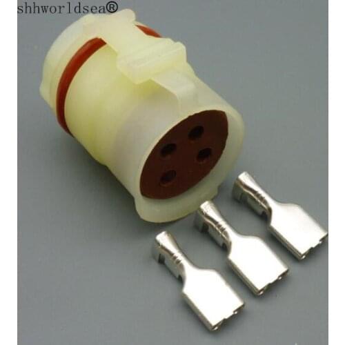 Shhworldsea 4 pin 6.3mm auto car Generator plug oxygen sensor wire round cable connector Automobile Housing Connector plug