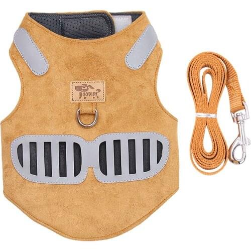 Dog Harness With Leash Suede Fabric Breathable Adjustable Pet Vest For Small Medium Dogs Walk Puppy Cat Safety Rope Pet Supplies