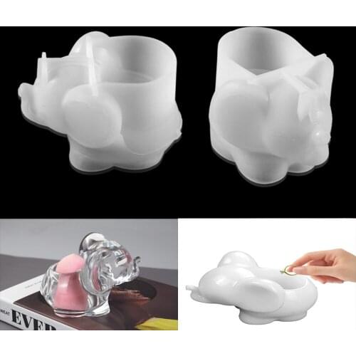 1Pcs Cute Elephant Shape Makeup Storage Silicone Mold Jewelry Storage Box Epoxy Resin Casting Moulds for DIY Resin Crafts Tools