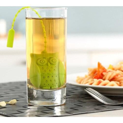 Creative Silicone Tea Infuser Owl Shape Design Loose Tea Leaves Herbal Strainer Household Kitchen Tea Strainers Dropshipping