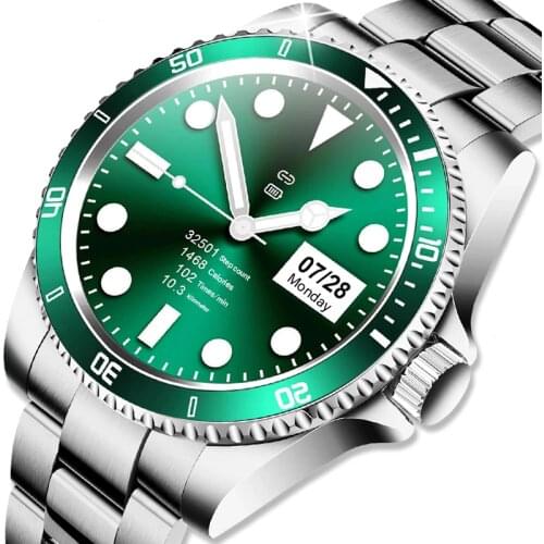 GEJIAN Steel Belt Smart Watch Men Smartwatch Full Touch Screen Bluetooth call music player For Android iOS Fitness Watch mens