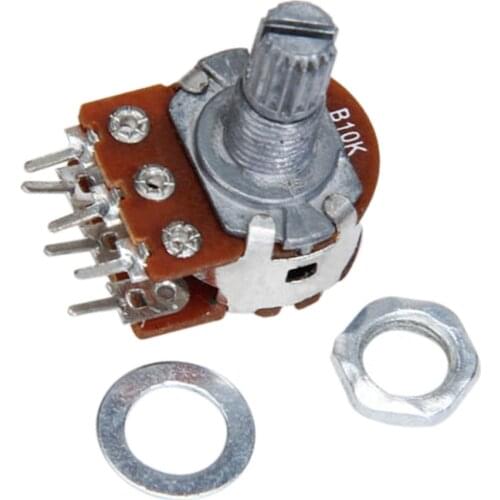Tooyful B10K Linear Shaft 15mm Taper 6-pin Potentiometer Pot 10Kohm + Washer &Nut Washer Stringed Instruments Accessories