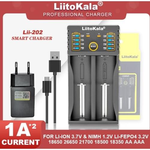 NEW Liitokala Lii-PD4 S4 S2 402 202 100 18650 Battery Charger 1.2V 3.7V 3.2V AA21700 NiMH li-ion battery Smart Charger+ 5V plug