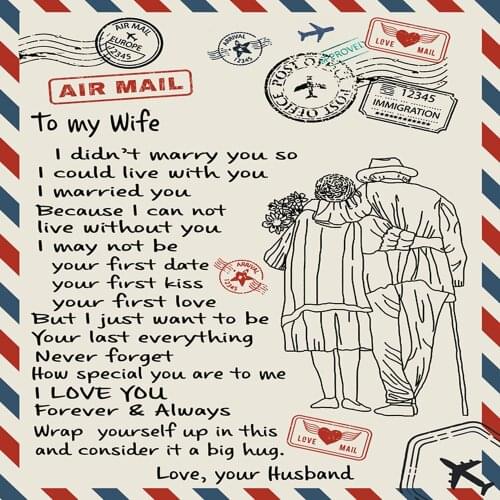 Letter Letters To My Wife Express Love Thicken Blanket 3D Print Sherpa Blanket On Bed Textiles Dreamlike Home Blankets Gift Best