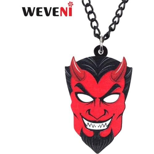 WEVENI Acrylic Halloween Red Devil Monster Necklace Chain Choker Costumes Anime Festival Jewelry Women Girl Teen Kid Charm Gift