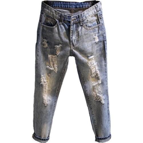 Women Denim Harem Pants 100% Cotton Boyfriend Jean Loose Jeans Hole Vintage Style Jeans Woman Plus Size Spring Summer