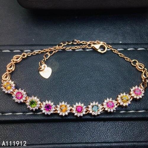 KJJEAXCMY fine jewelry natural Tourmaline 925 sterling silver new women hand bracelet support test elegant