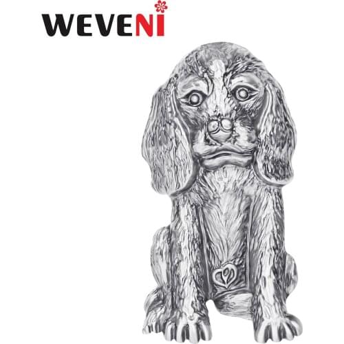 WEVENI Alloy Plated Antique Silver Beagles Dog Brooches Cute Animal Pins Clothes Scarf Jewelry For Women Girl Lover Novelty Gift