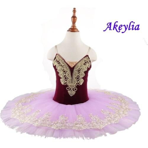 Girls Burgundy lilac Pink ballet tutu dress pancake plate pre-professional ballerina party costumes ballerina tutu Child 20006