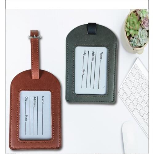 1 PCS PU leather luggage tag travel accessories solid color travel luggage tag tag name ID address tag high quality