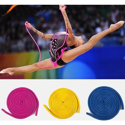 10mm*3m Solid color Gradual Change Artistic Gymnastics Rope Training Competition Special Gymnastics Ribbons Professional Sport A