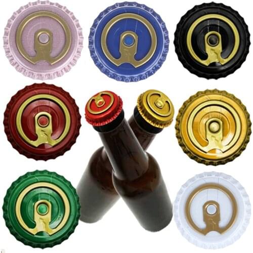 10Pcs Beer Bottle Easy Open Lid Tinplate Easy Open Bottle Lid Beer Ring Pull Lid