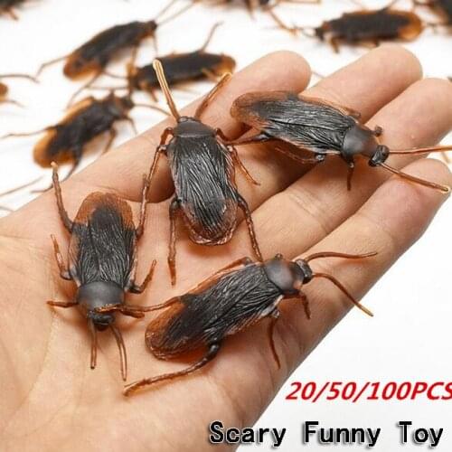 20/50/100PCS Halloween Realistic Simulation Rubber Cockroach Roach Scary Bug Party Diy Prank Funny Trick Joke Toys
