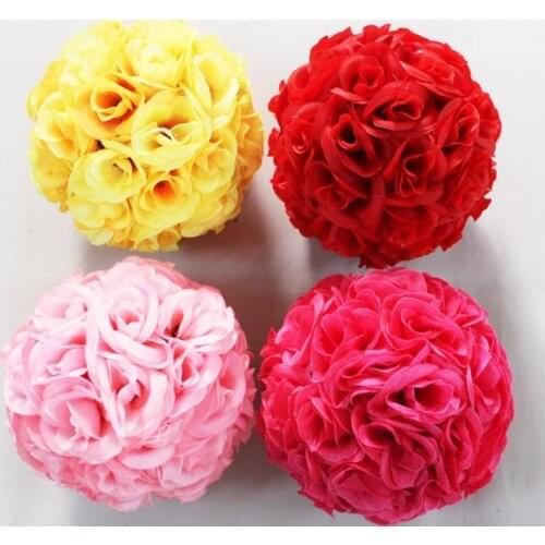 20cm*5pcs Rose Kissing Ball Artificial Silk Flower For Wedding Party Holiday Venue Decoration
