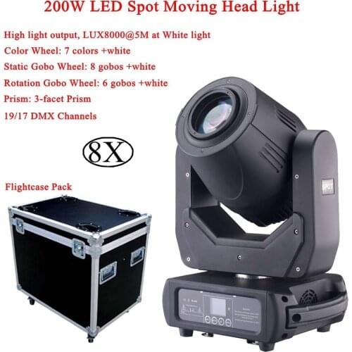 200W LED Spot Moving head light 3Face Prism Spot Light With Rotation Gobo Function For DJ Disco Stage Projector With Flight Case