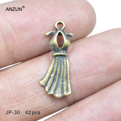 42pcs 10x20mm Antique Bronze Evening Dress DIY Jewelry Pendant Metal Charms Dress Pendant JP-30