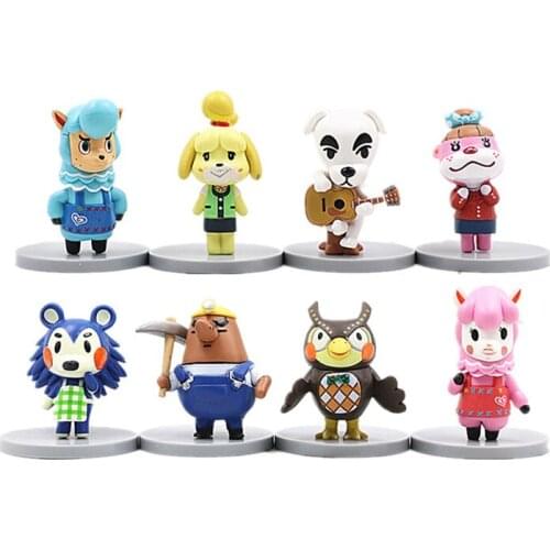 8Pcs/Set Game Animal Crossing Action Figures Family Portrait Isabelle Tom Nook Lisa Model Dolls Cake Decoration Gift