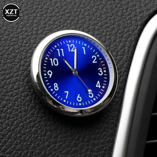 Car Clock Luminous Mini Automobiles Internal Stick-On Digital Watch Mechanics Quartz Clocks Auto Ornament 40mm 43mm