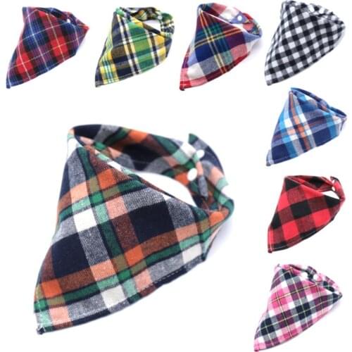 Dog Bandanas Large Pet Scarf Pet Bandana For Dog Cotton Plaid WashableBow ties Collar Cat Dog Scarf Large Dog Accessories