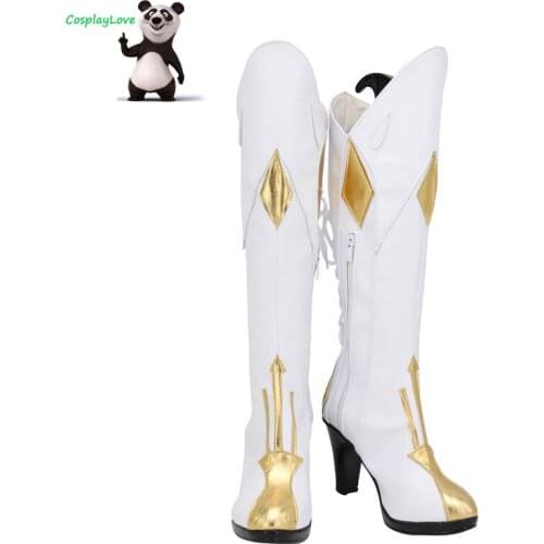 Genshin Impact Jean White Cosplay Shoes Long Boots Newest Custom Made For Female Male Halloween CosplayLove