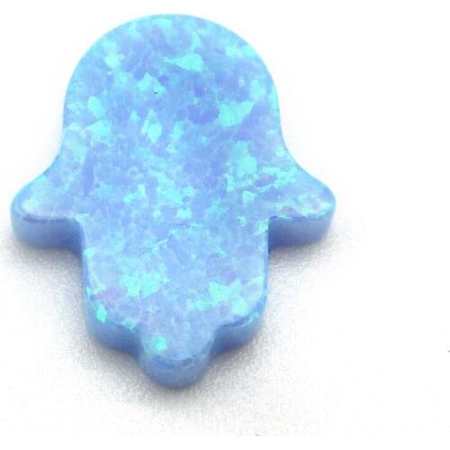 Free Shipping Light Blue OP06 Opal Hamsa / 11x13mm Synthetic Hand Shaped Stone / Best Selling Lab Created Fire OP Gemstone