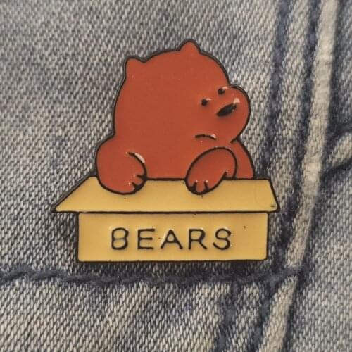 Cartoon Cute Animal Brown Bear Brooch Metal Enamel Pin Size About 0.9*0.9 Inch Weight “3.3g