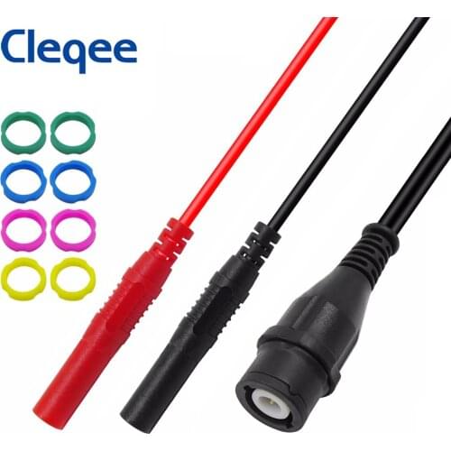 Cleqee P1206 BNC male plug to 4mm Straight Banana Plugs Coaxial Cable Oscilloscope Test Lead 120CM