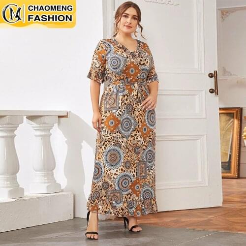 Elegant Fashion Printed Vestido De Mujer Plus Size High Quality Summer Bohemian Clothing America Europe Africa Women Beach Dress
