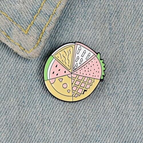 Favorite Food Enamel Pin Cartoon Watermelon Strawberry Pancake Waffles Cheese Brooch Bag Shirt Button Badge Jewelry Gift for Kid