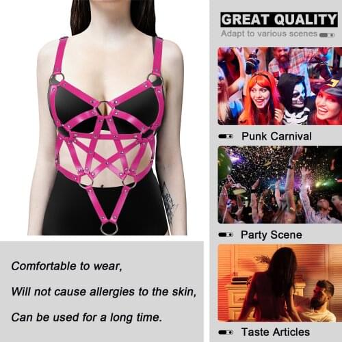 Gothic Leather Chest Cross Harness Suspender Body Bondage Strap Kawaii Erotic Lingerie Bra Sword Belts Underwear For Bdsm Fetish