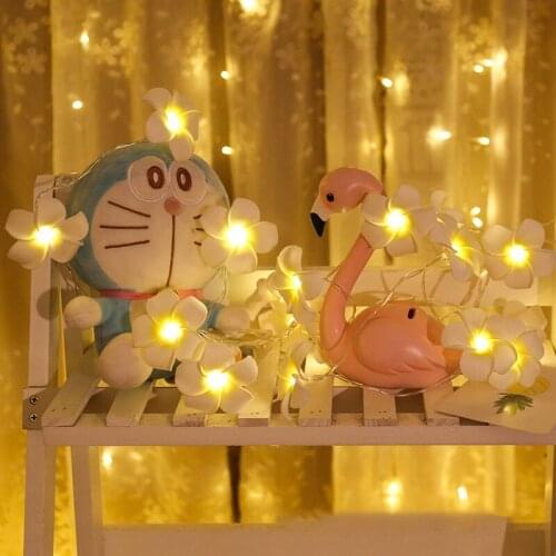 6m/3m Artificial Plumeria Flower LED String Lights Battery Powered Christmas Holiday Wedding Decoration Fairy Lights Navidad DIY