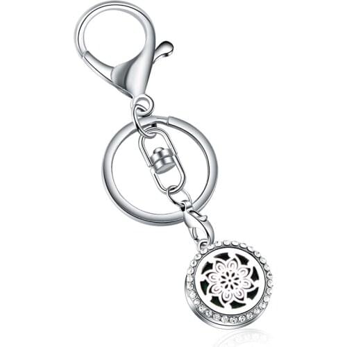 Kaleidoscope Zircon Aroma Keychain Stainless Steel key Chain Perfume Diffuser Fashion Aromatherapy Essential Oil Diffuser Locket